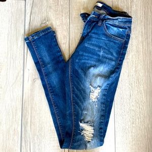 Kancan, distressed, size 26, denim blue. Only worn a few times. Like new